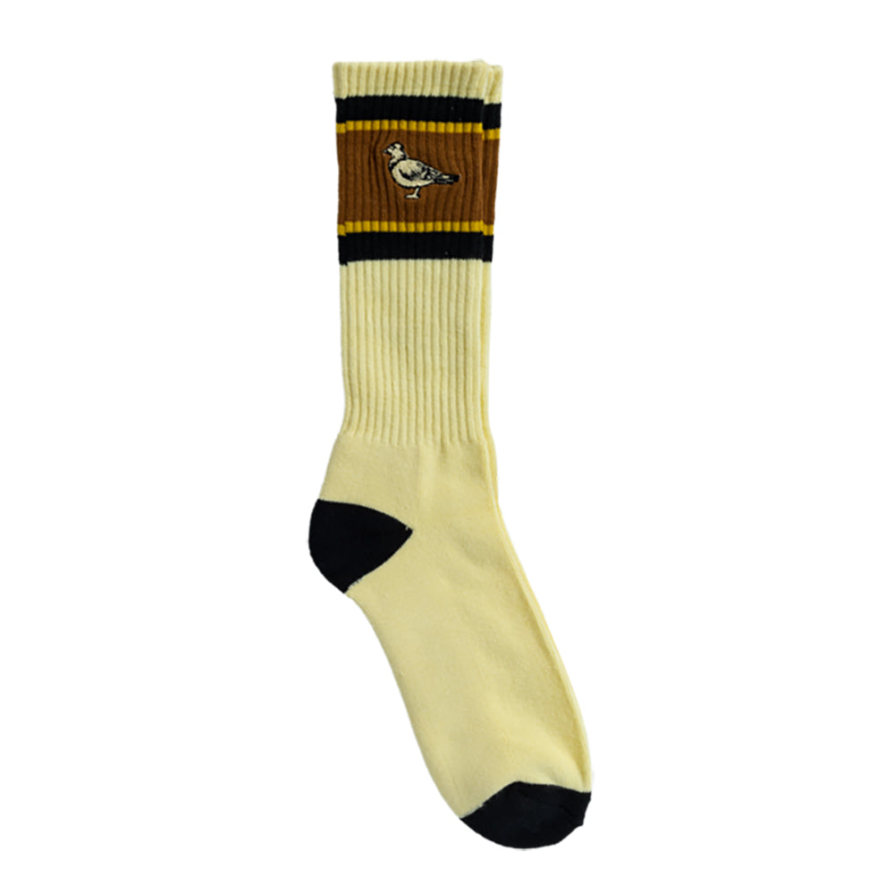 Lil Pigeon Embroidered Socks (Cream / Black / Yellow)