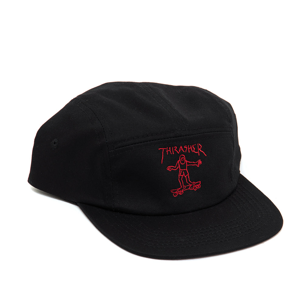 Gonz 5-Panel Camp Strapback Hat (Black / Red)