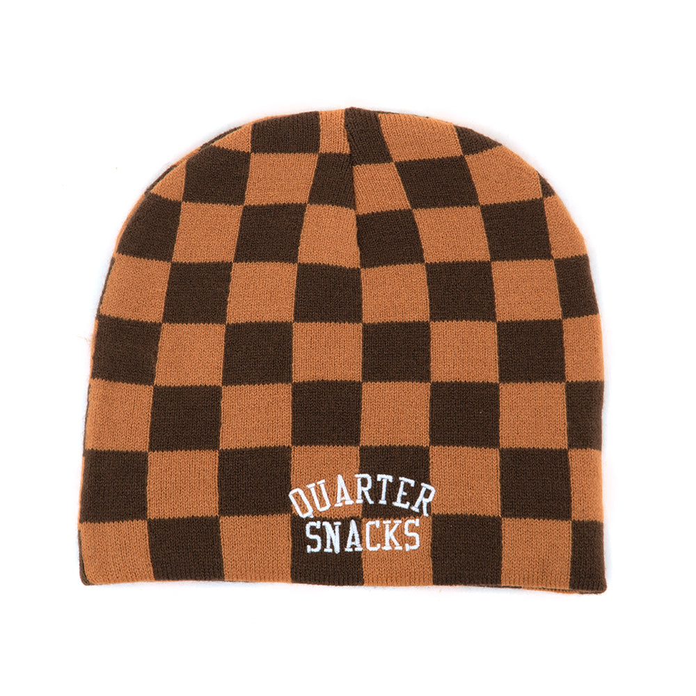 Checkerboard Beanie (Tan / Brown) (S)