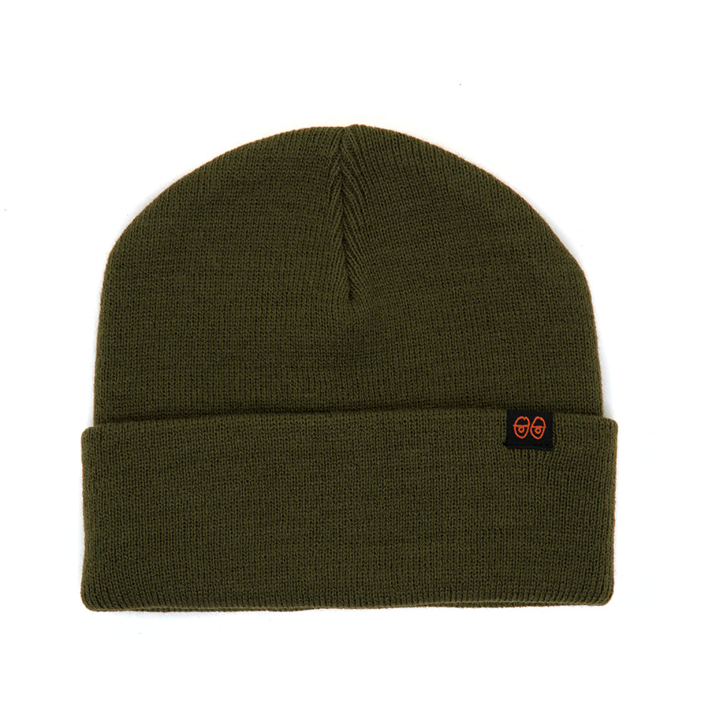 Eyes Clip Beanie (Olive / Orange)