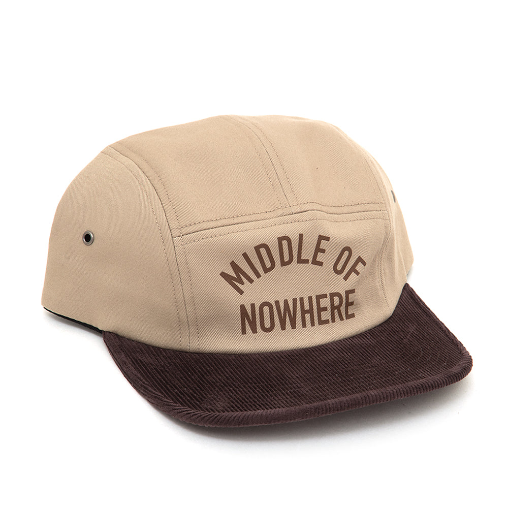 Middle of Nowhere Camper Strapback Hat (Tan)