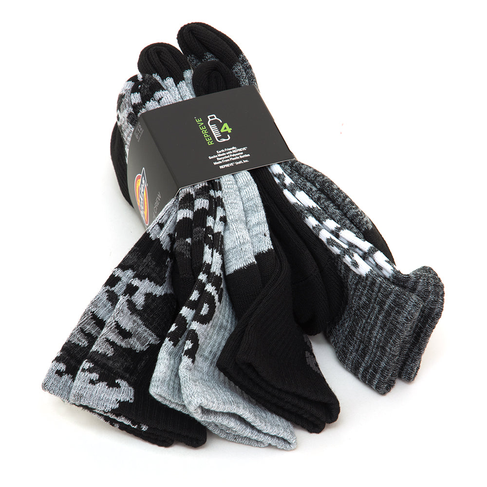 Logo Camo 4-Pack Crew Sock (Black / Grey / Marled)