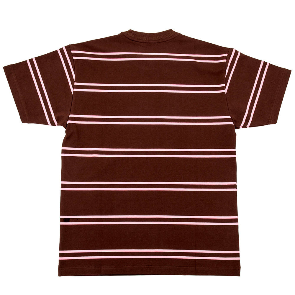Eyes Embroidered Stripe S/S T-Shirt (Brown)