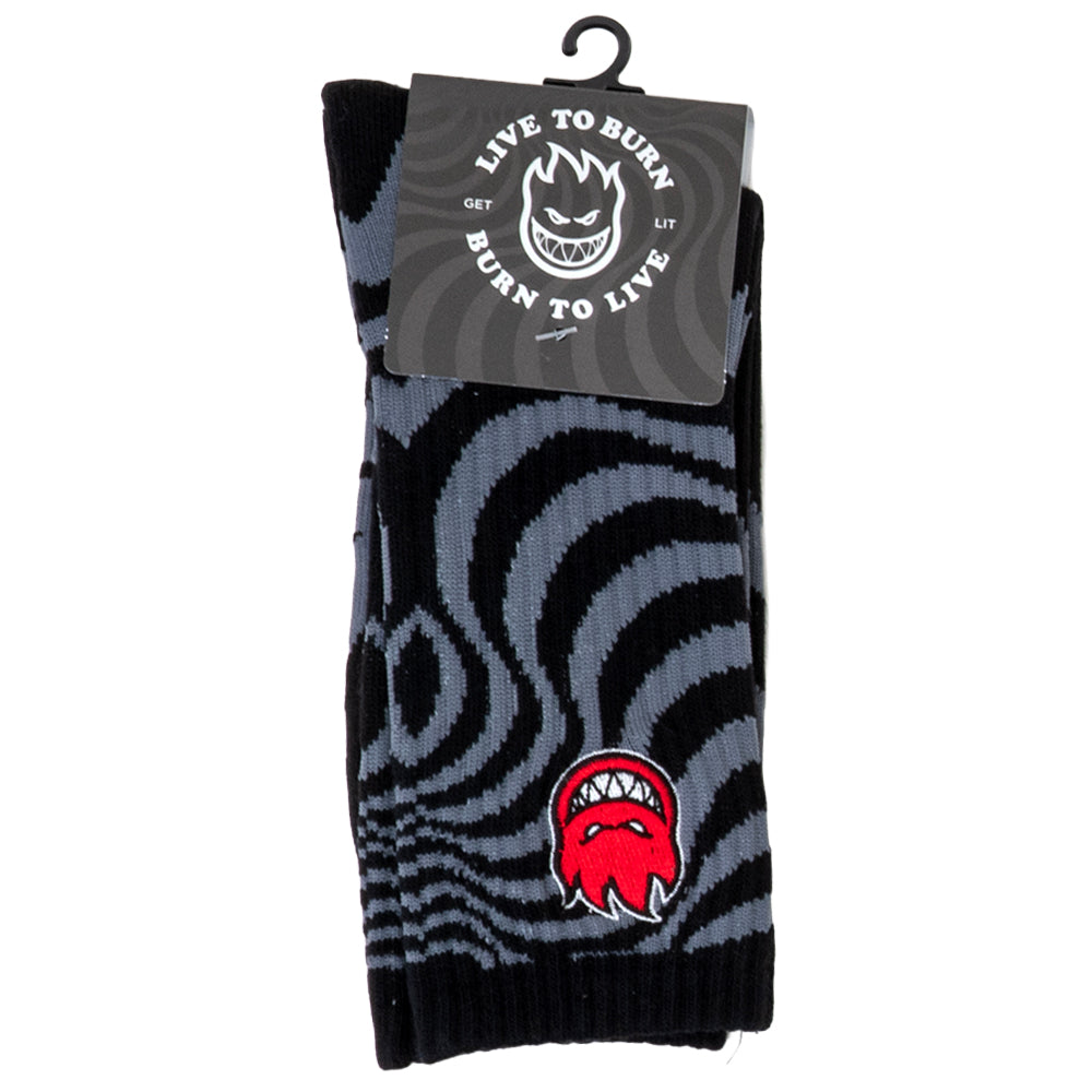 Bighead Fill Embroidered Swirl Sock (Charcoal / Black)