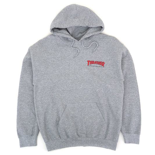 Outlined Chest Logo Hooded Sweatshirt (Gray) (S)