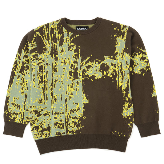 Forest Jacquard Knit Sweater (Brown) (S)