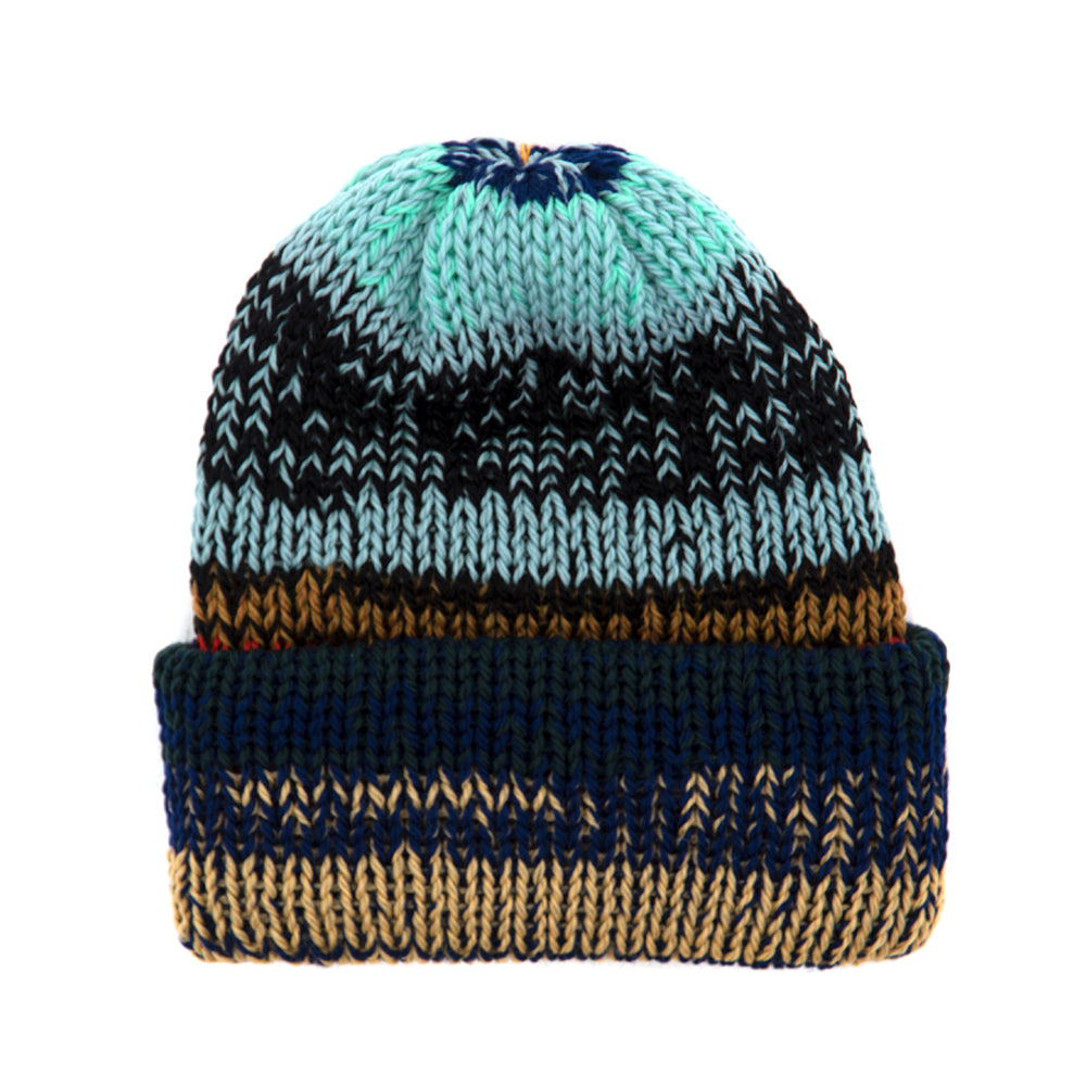 Short Stack Beanie (Blue / Mint / Black)