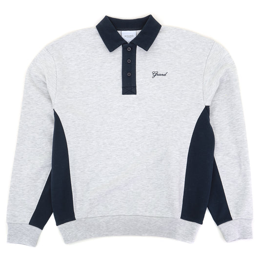 Collared Crewneck Sweatshirt (Ash / Navy)