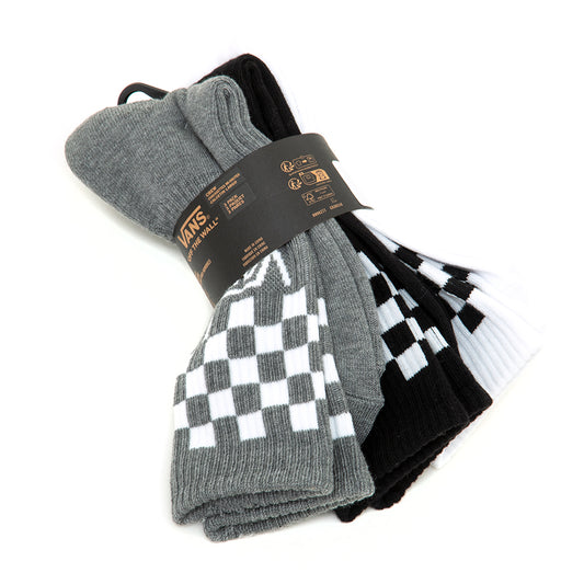 Checkerboard Classic Crew Sock 3 Pack (Black / White) VBU
