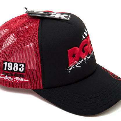 Sakura Snapback Trucker Hat (Black / Red)