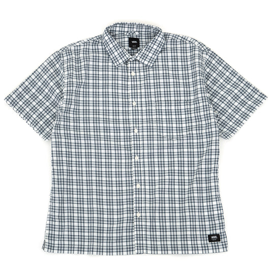 Wilshire Mini Plaid S/S Woven Buttondown Shirt (Marshmallow / Dress Blues) VBU