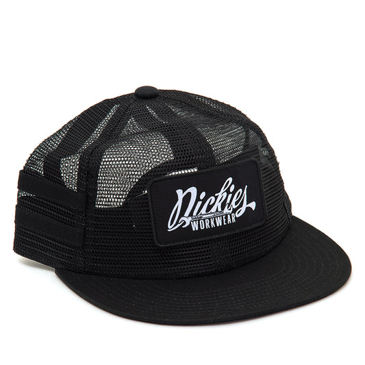 Workwear Woven Trucker Snapback Hat (Black)