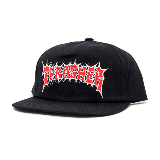 Spikey 5 Panel Snapback Hat (Black)