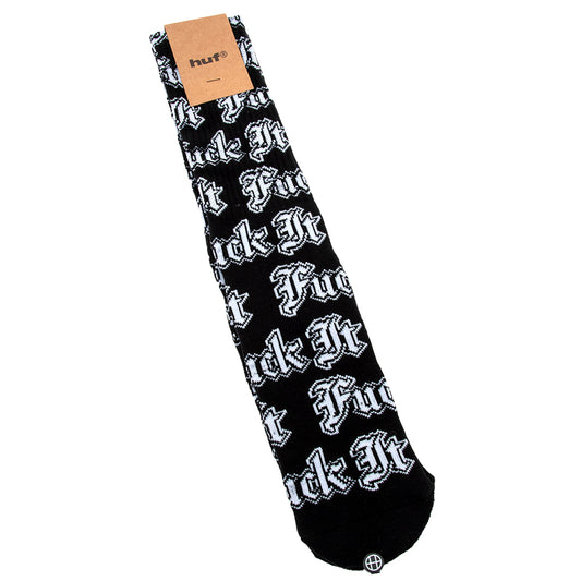 Fuck It Old English Crew Sock (Black)