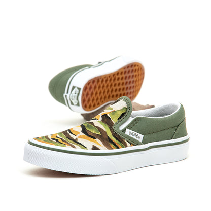 Youth Classic Slip-On (Painted Camo / Green / Multi) VBU