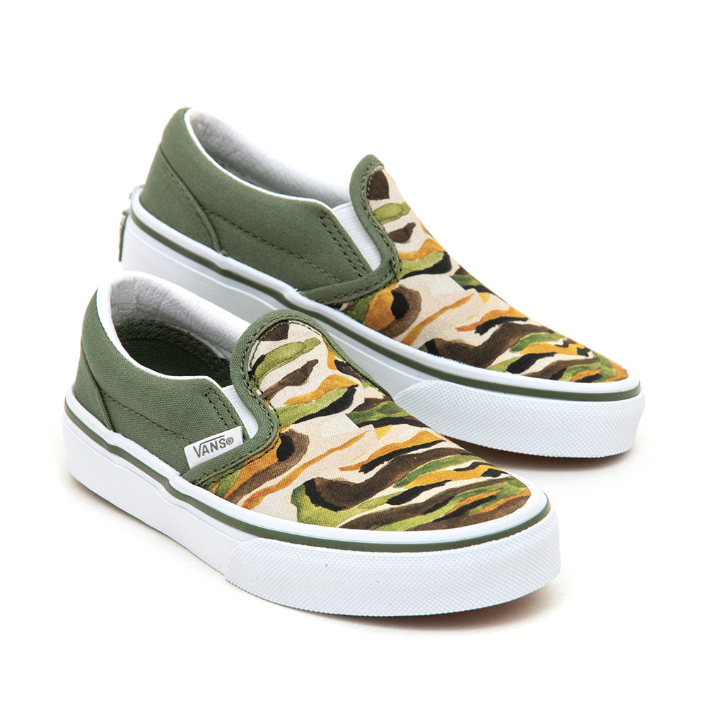 Youth Classic Slip-On (Painted Camo / Green / Multi) VBU