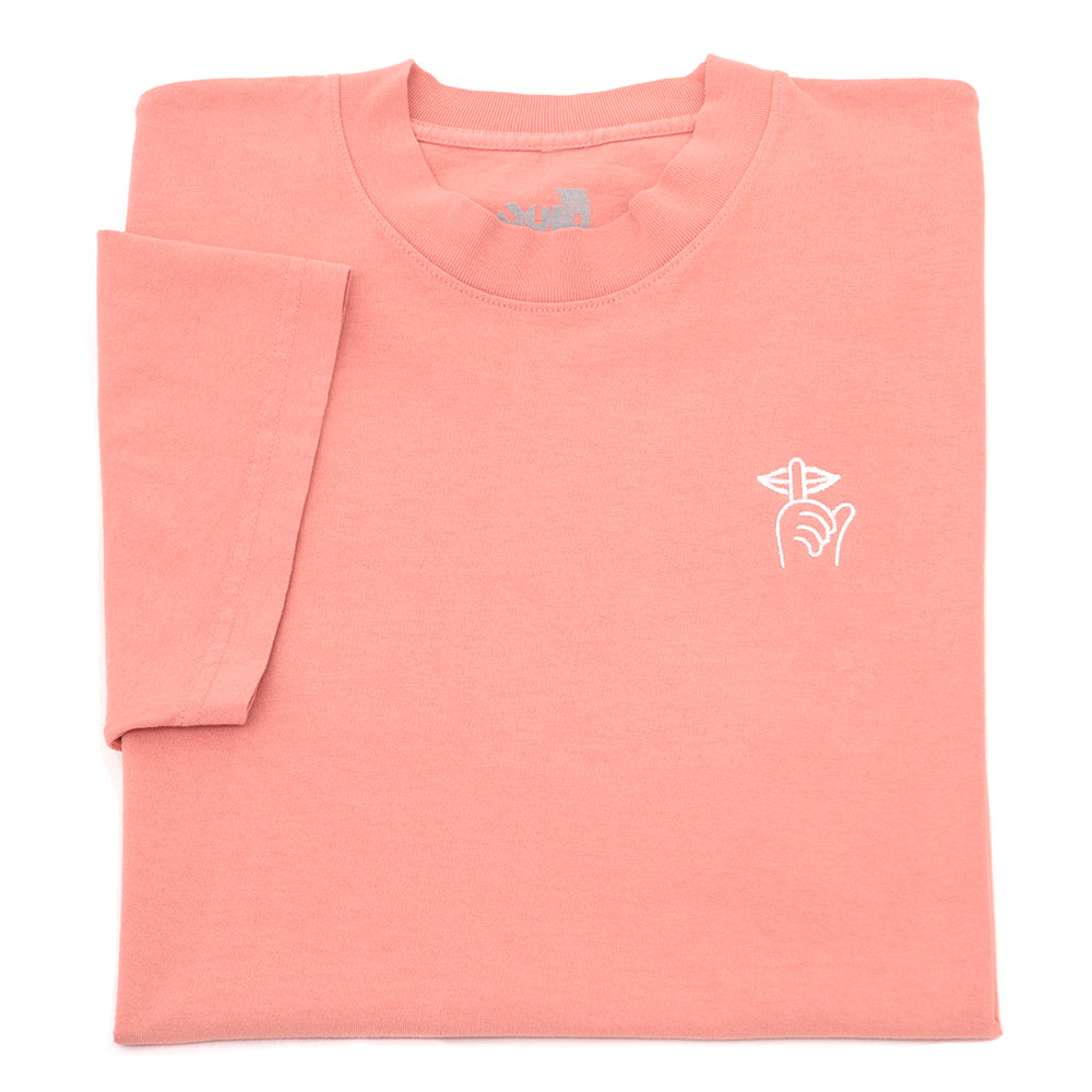 Shhh Embroidered T-Shirt (Coral)