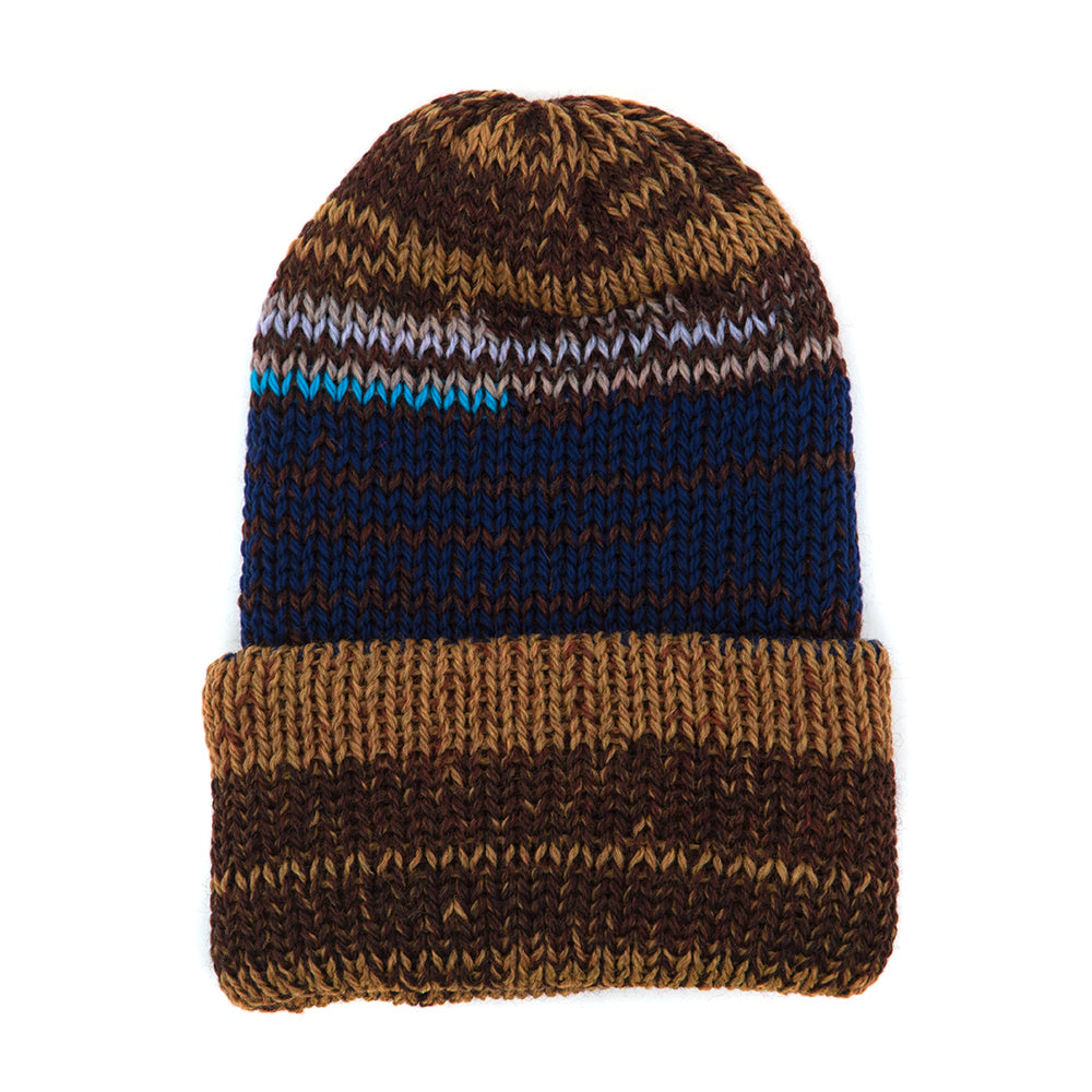 O.G. Fold Beanie (Dark Brown / Tan / Blue)