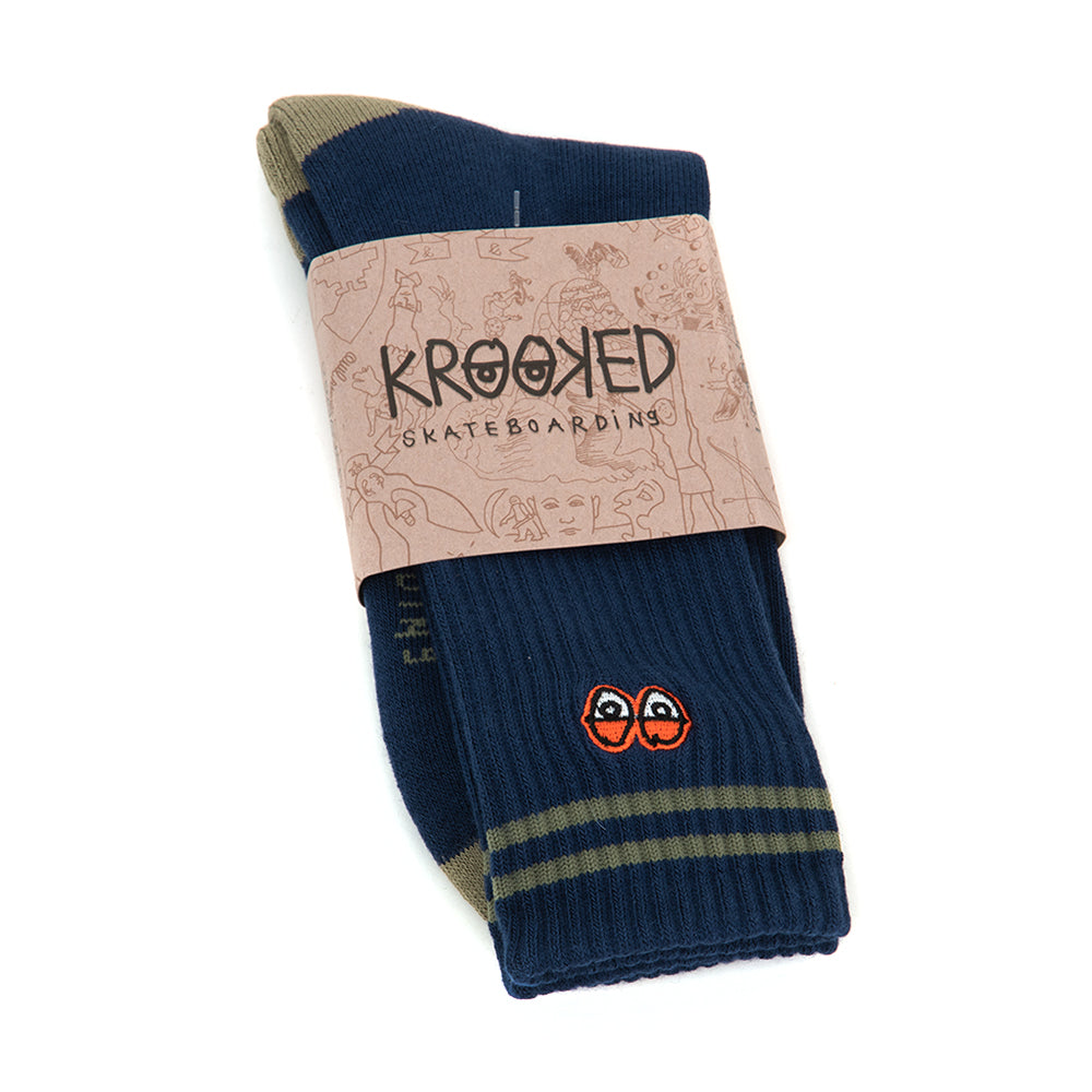 Eyes EMB Sock (Navy / Olive / Orange)