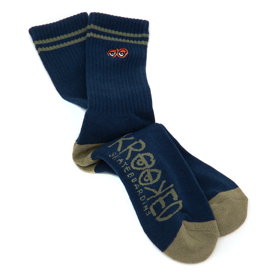 Eyes EMB Sock (Navy / Olive / Orange)