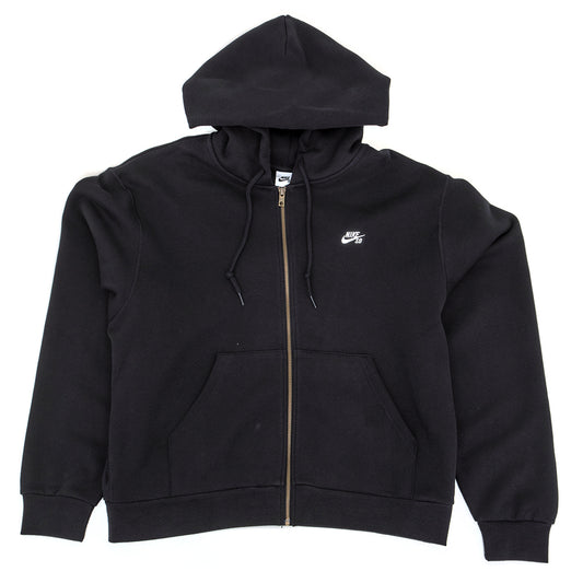 Essential Logo Full Zip Hooded Sweatshirt (Black / White)