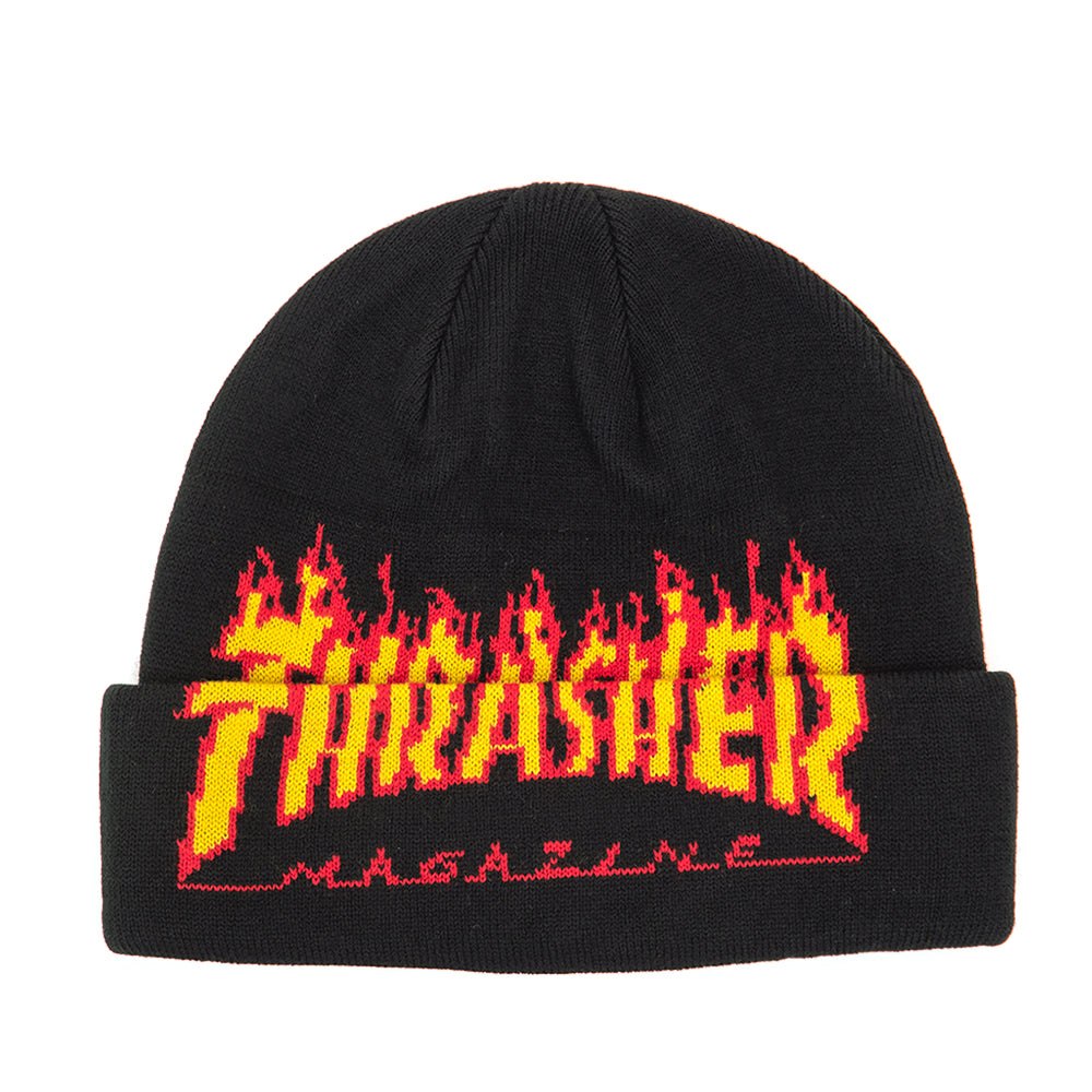 Flame Fold Beanie (Black)