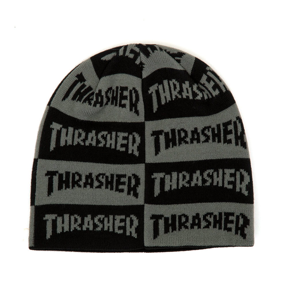 Mag Checkered Skully Beanie (Black / Grey)