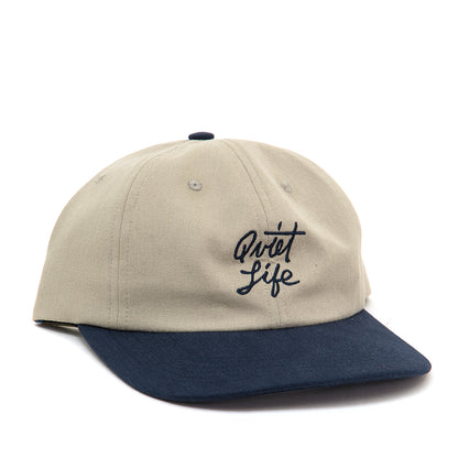 Script Polo Strapback Hat (Stone / Navy)