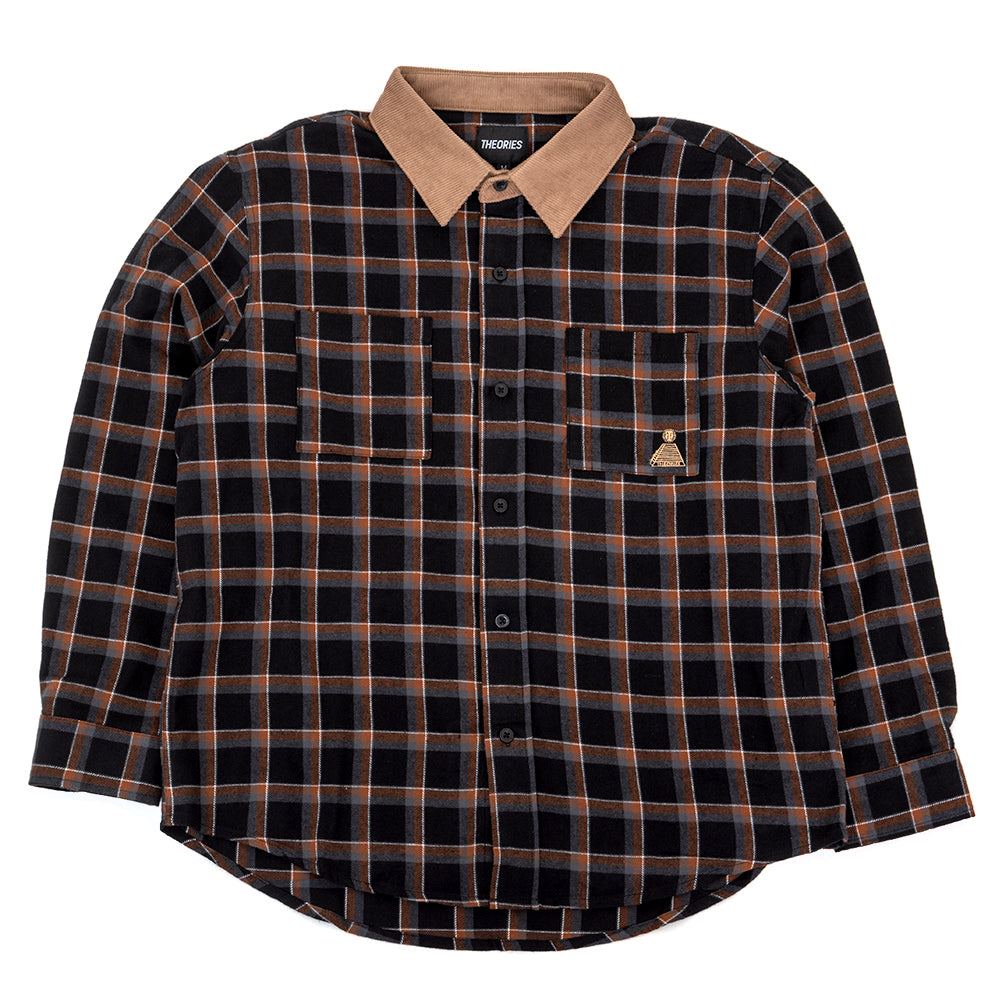 Cascadia Cord Collar Flannel Shirt (Black) (S)