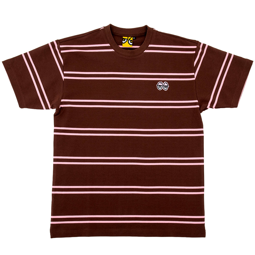 Eyes Embroidered Stripe S/S T-Shirt (Brown)