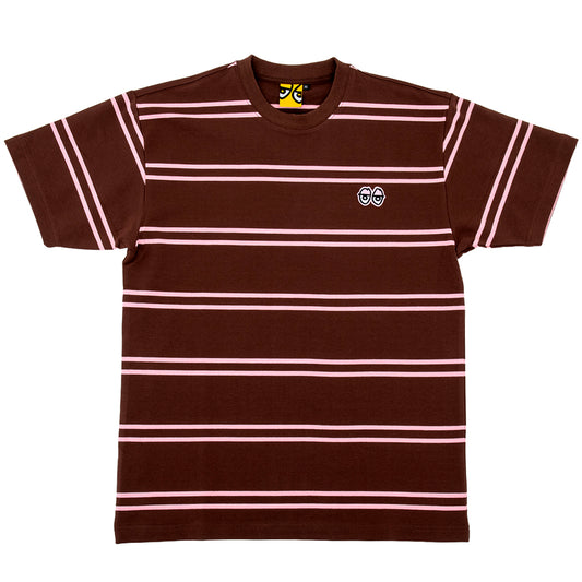 Eyes Embroidered Stripe S/S T-Shirt (Brown)