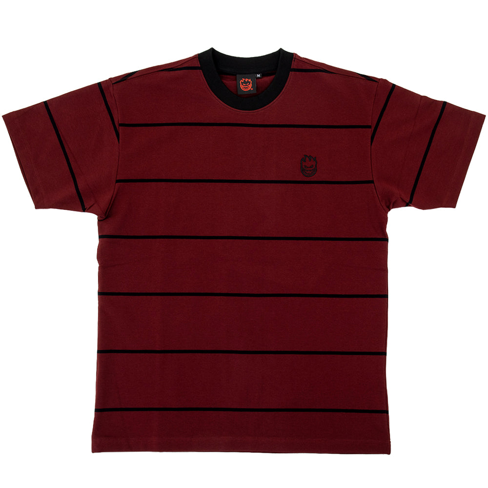 Bighead Embroidered Stripe S/S T-Shirt (Burgundy / Black)