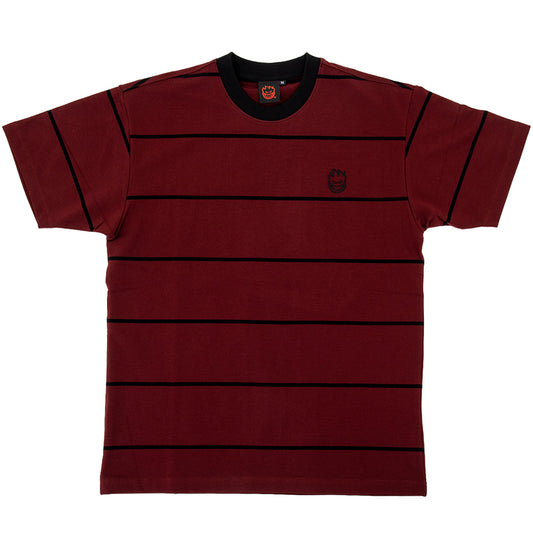 Bighead Embroidered Stripe S/S T-Shirt (Burgundy / Black)