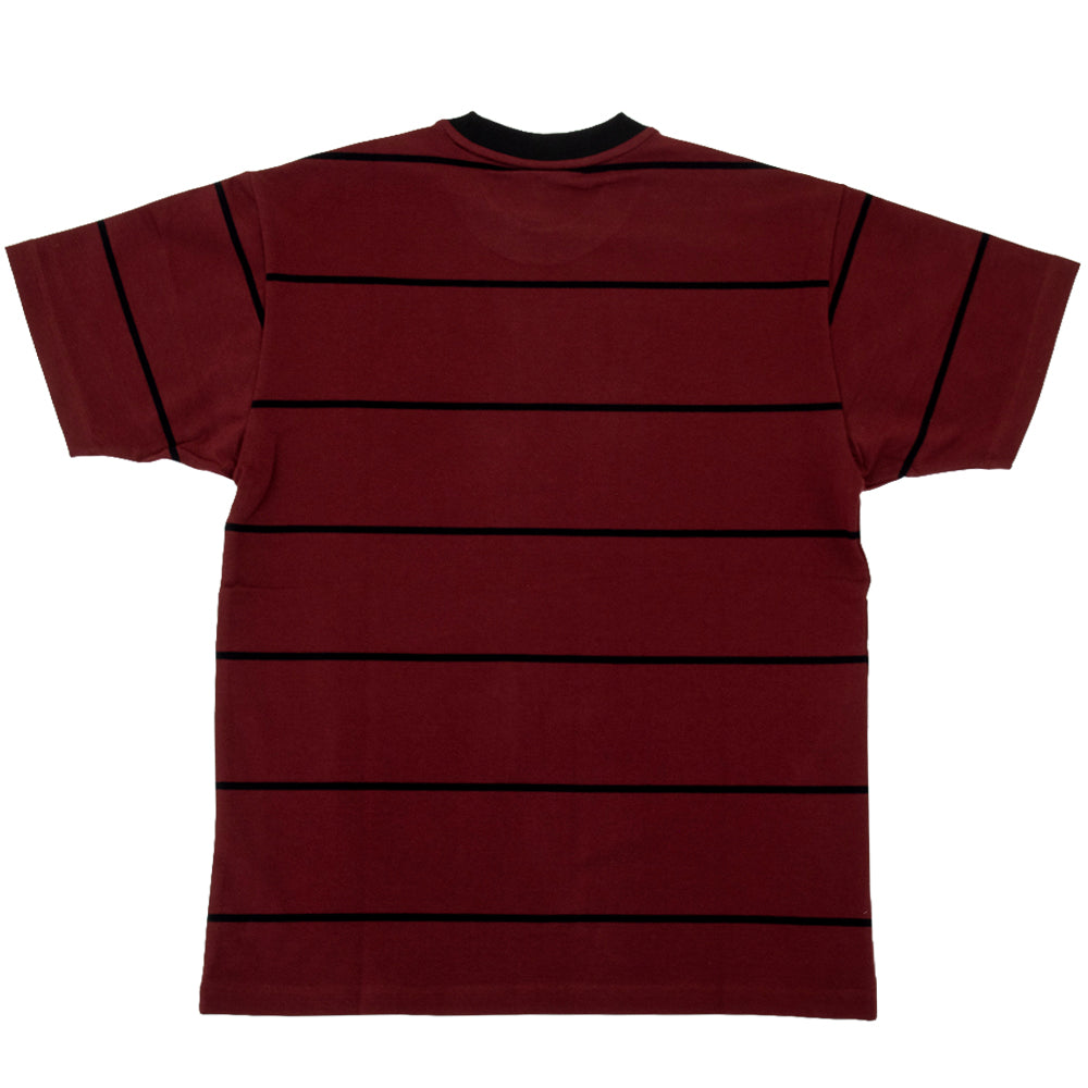 Bighead Embroidered Stripe S/S T-Shirt (Burgundy / Black)