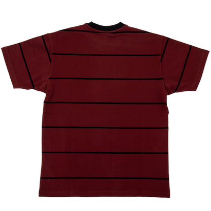 Bighead Embroidered Stripe S/S T-Shirt (Burgundy / Black)