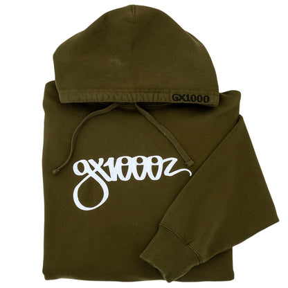 Script Hooded Sweatshirt (Military Green)