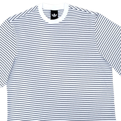 Skateboarding Yarn Dye S/S T-Shirt (White / Dark Blue)
