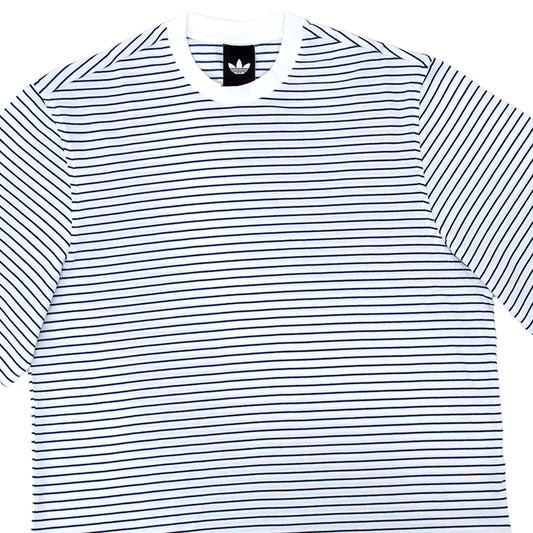 Skateboarding Yarn Dye S/S T-Shirt (White / Dark Blue)