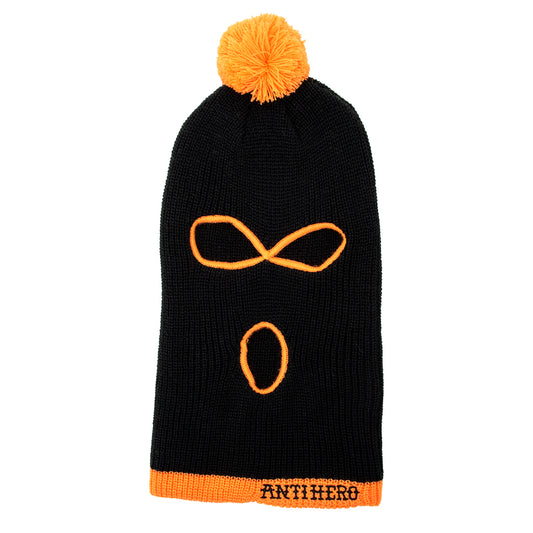 Full Face Pom Ski Mask (Black / Orange)