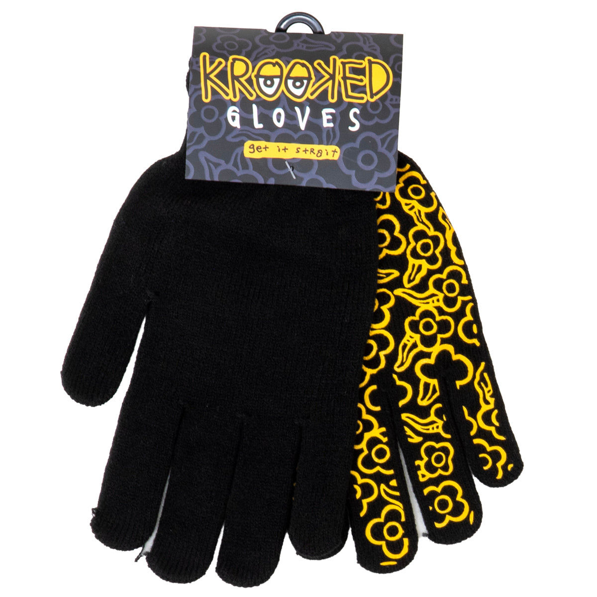 Flowers Knit Gloves (Black)