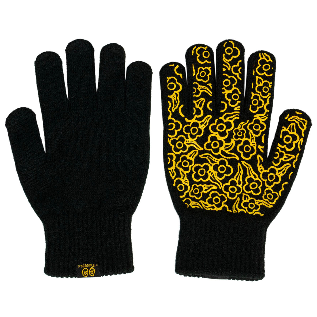Flowers Knit Gloves (Black)