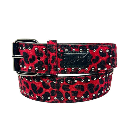 Cheetah Rivet Belt (Burgundy)