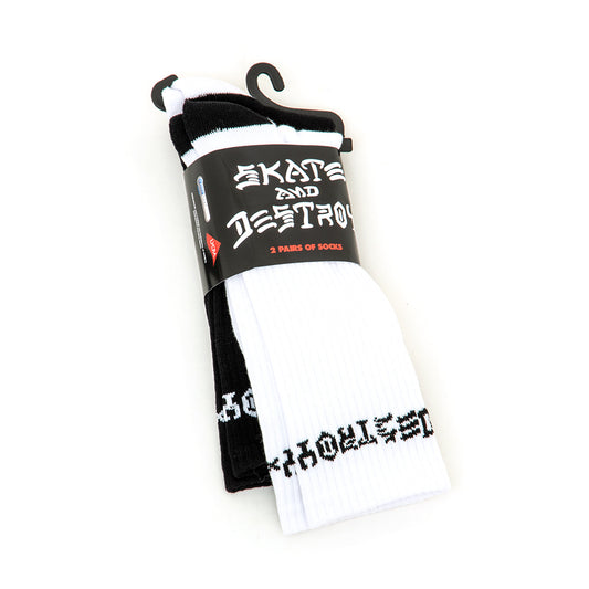 Skate and Destroy Crew Sock 2 pack (Black / White)